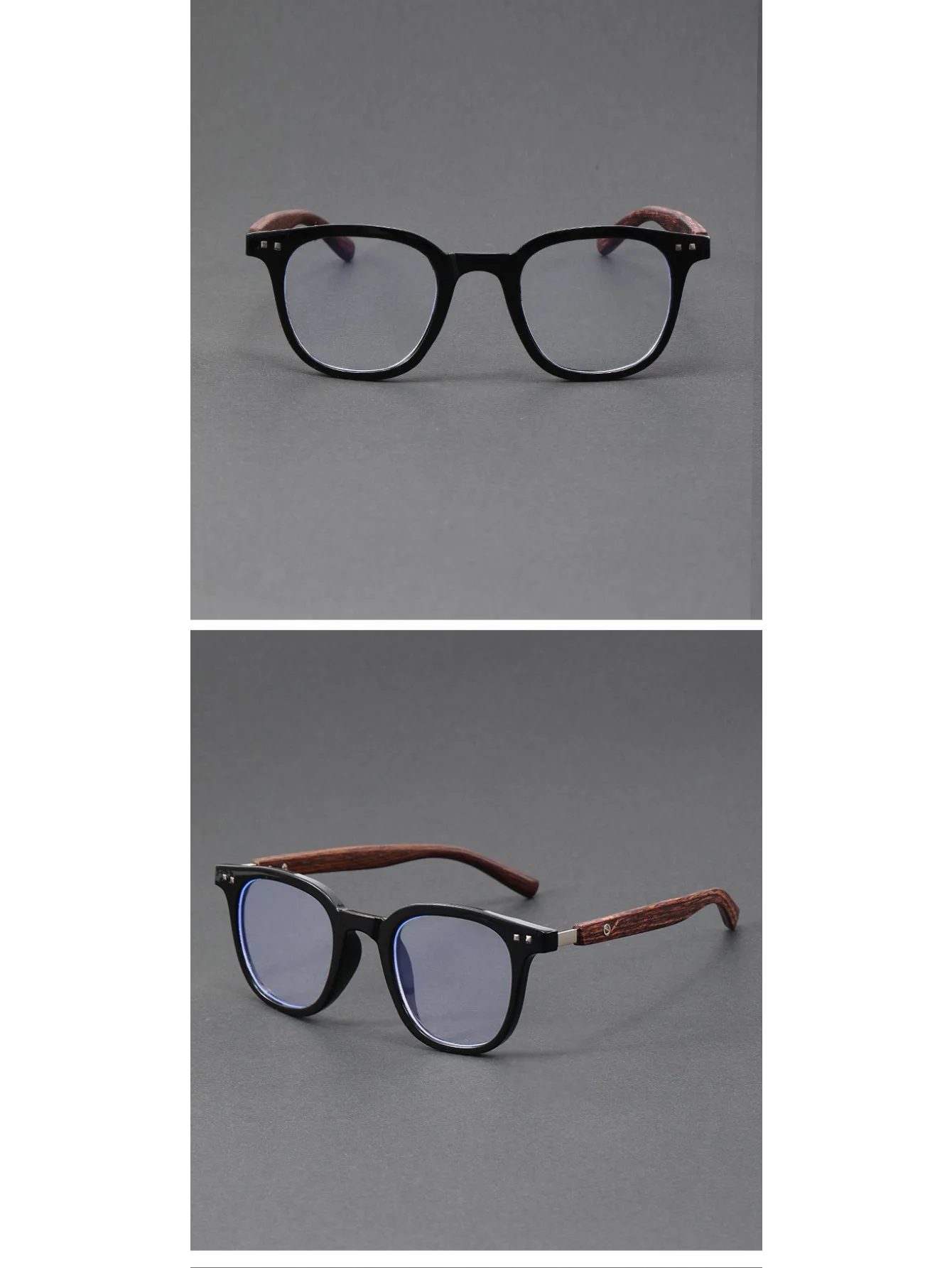 Trendige TR90-Brille mit Anti-Blaulicht-Holzmaserung, für Herren und Damen, großes Quadrat, Blue Ray-Blockierung für Computer-Glasrahmen F83026 – Detail 4