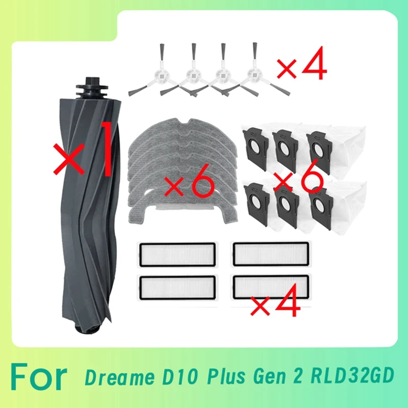 

21 шт. для Dreame D10 Plus Gen 2 RLD32GD подметальный робот, основная боковая щетка, фильтр для швабры