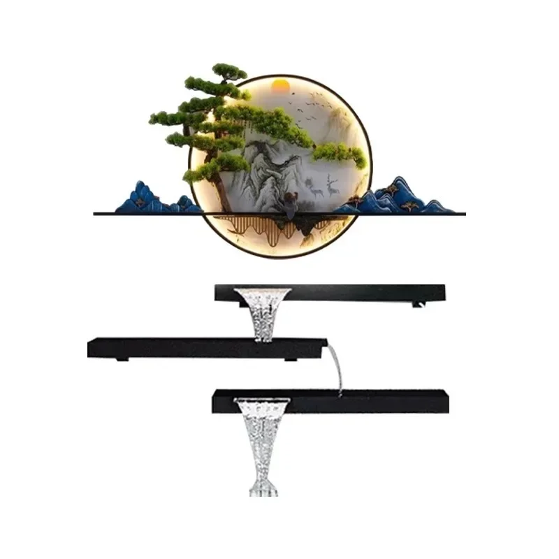 Water curtain wall, flowing =wall, landscape wall, stacked waterfall, outlet, stainless steel waterfal