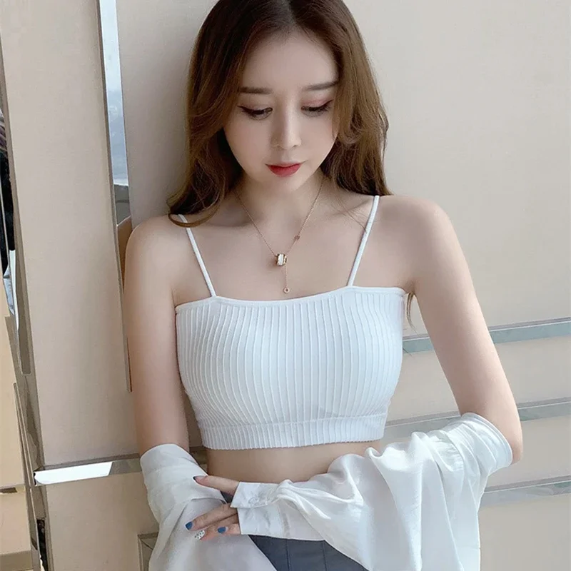 Летние бюстгальтеры-трубы для женщин, сексуальное бесшовное нижнее белье, укороченные топы, сексуальное женское белье, шелковистый бюстгальтер-бандо, съемные подушечки, нижнее белье