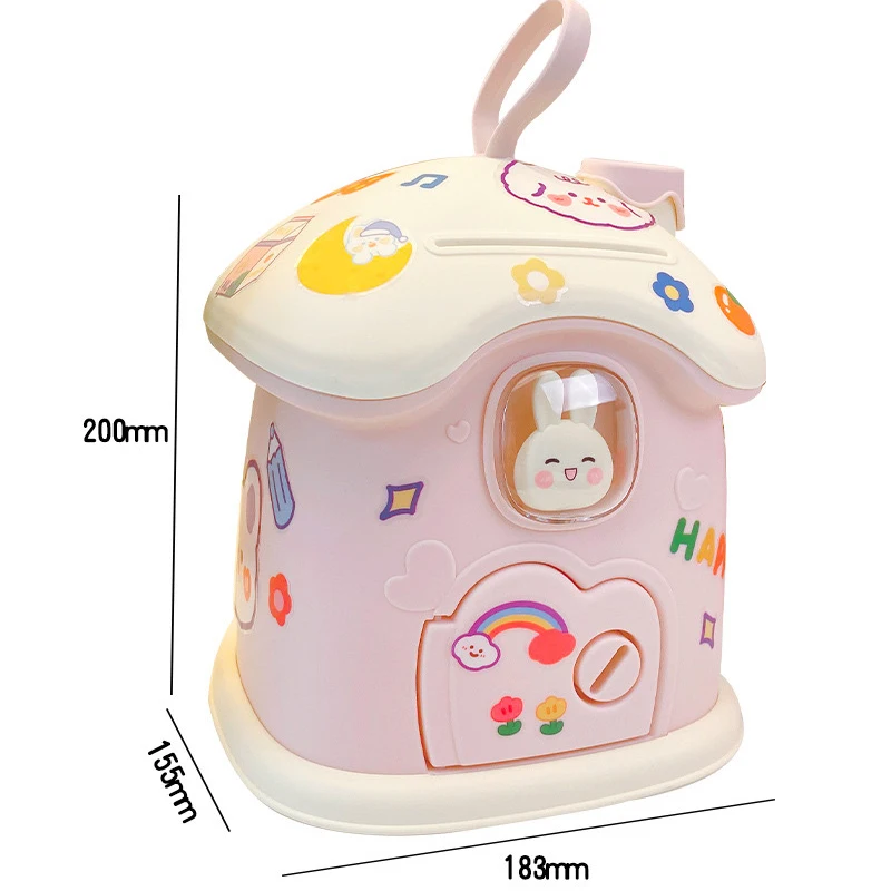 Girl DIY Creative Money Banking Toys Piggy Bank Money Saving Pot Coin Banks Coin Box with Lock Key Christmas Gift Toy for Kids