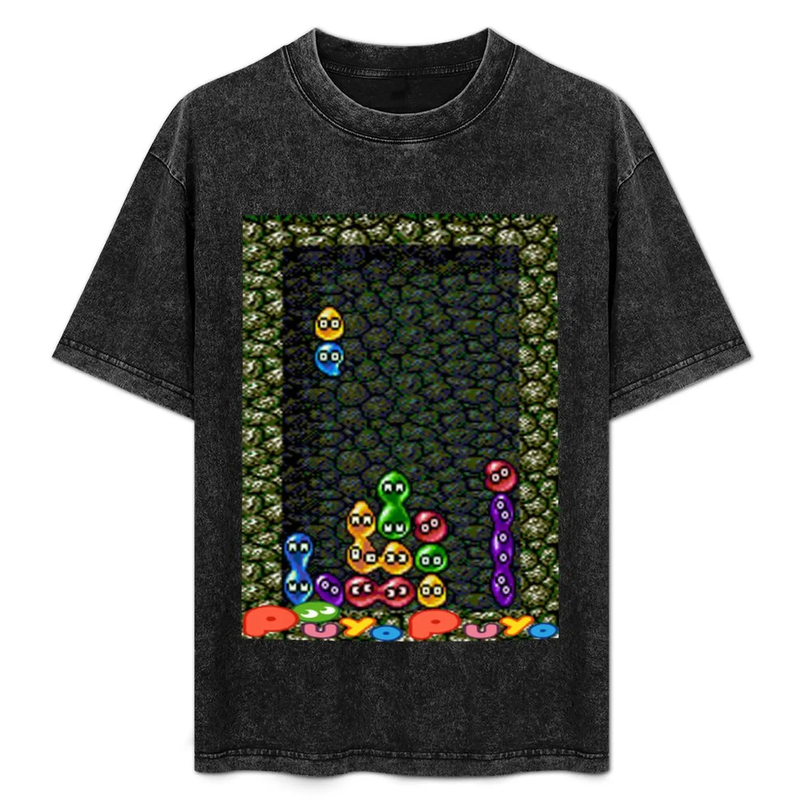 Camiseta Puyo Puyo básica lisa de manga corta y cuello redondo