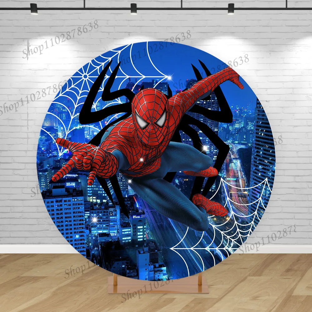 Marvel Superhero Spider-Man Round Backdrop Cover Children Boy Birthday Party Baby Shower Cylinder Cover Photo Decoration Props