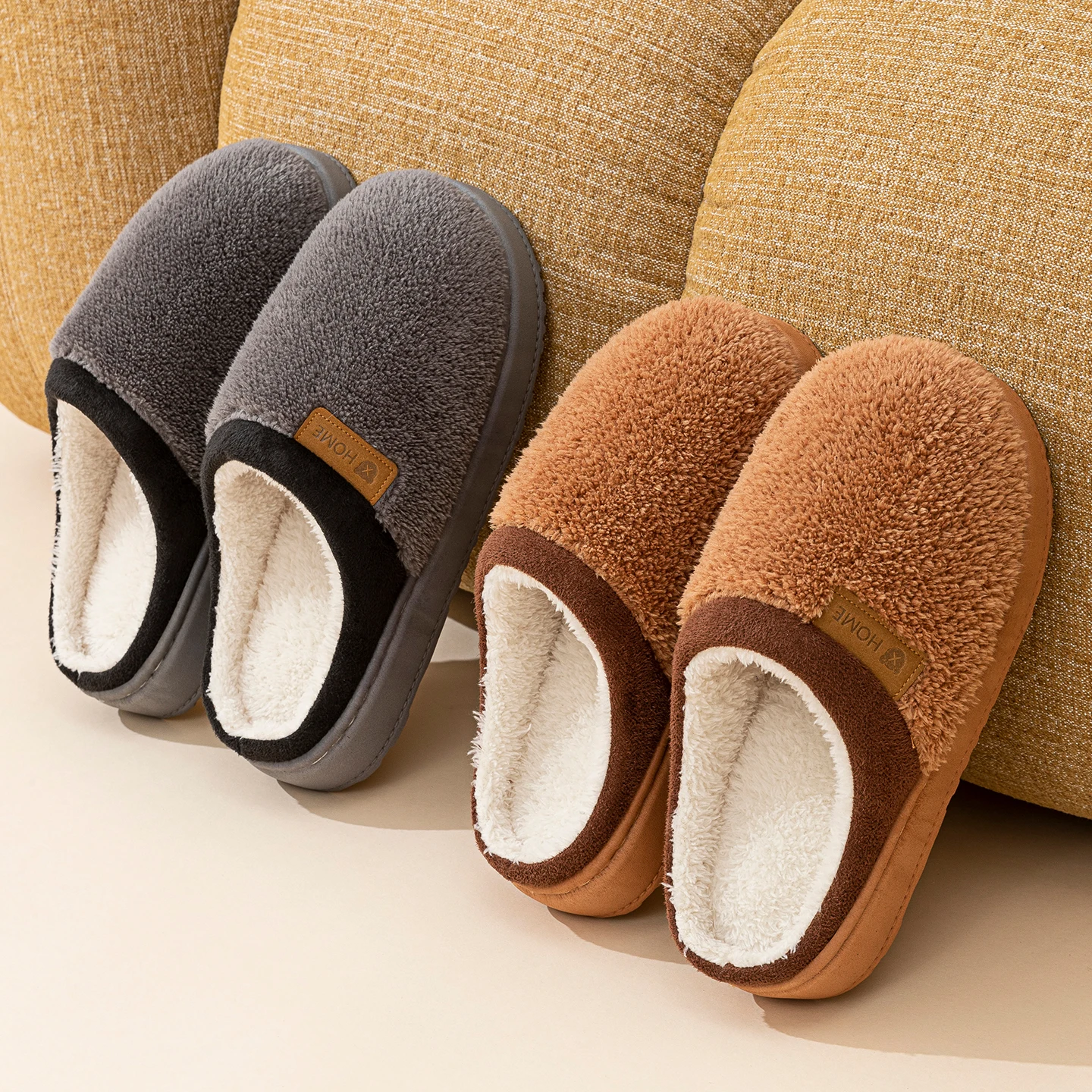 Comfort Thick Bottom Warm Cotton Slippers Women Soft Fleece Lined Winter Non Slip Platform Shoes Woman Plus Size 45 Plush Shoes