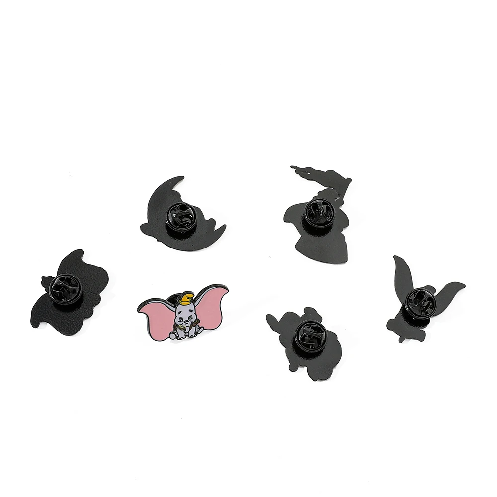 6 Pcs cartoon creative Dumbo Metal badge film and television characters Enamel brooch Men's and women's clothing Bag accessories