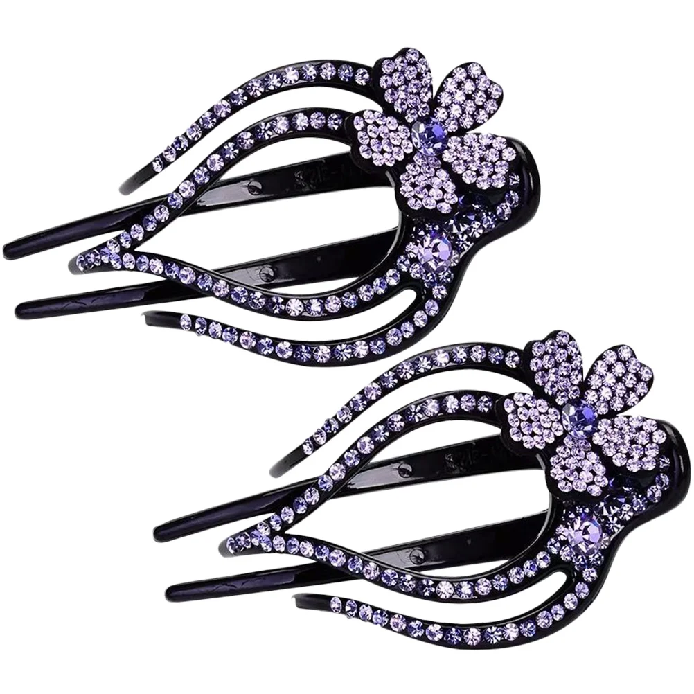 

2pcs Duckbill Hair Clips Rhinestones Non Slip Women Accessories Party Banquet Daily Wear Styling Tool Premium Material Hair Jaw