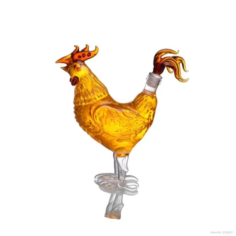 Hand Blown Whiskey Decanter, Chicken Shaped, Novelty Animal Design, Liquor, Scotch Bourbon, 150ml