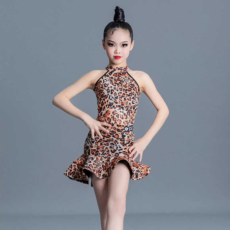 

2024 Leopard Latin Dance Dress For Girls Latin Dance Competition Costume Kids Chacha Tango Samba Salsa Dresses Party Wear SL8461