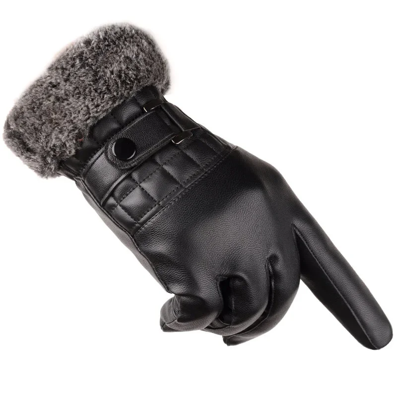 

Autumn Winter Outdoor PU Leather Thin Touches Screen Full Finger Glove