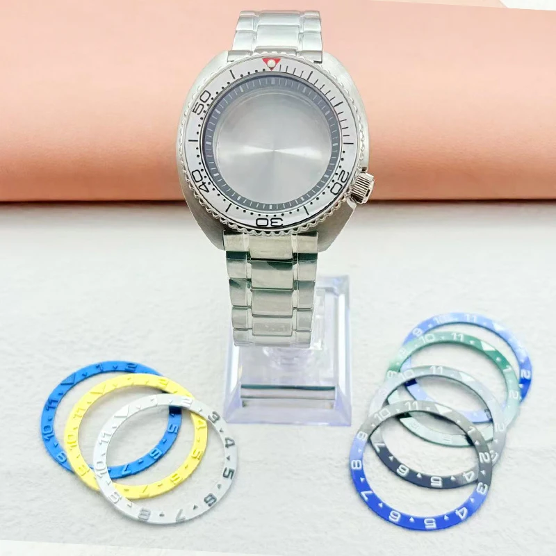 46.5mm Waterproof Steel Watch Case Sapphire Crystal Glass For NH35 NH36 4R 7S Movts Mod SRPD Abalone Watch accessories Parts