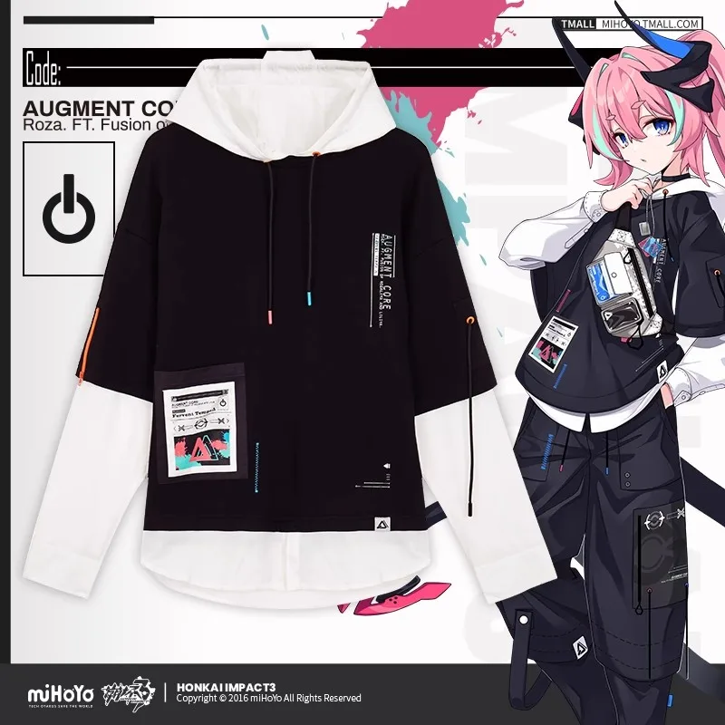 

Official Honkai Impact 3rd Frenzy BluesΔ Theme Sweatshirt Loose False Two Piece Hooded Top miHoYo Anime Peripheral Gift