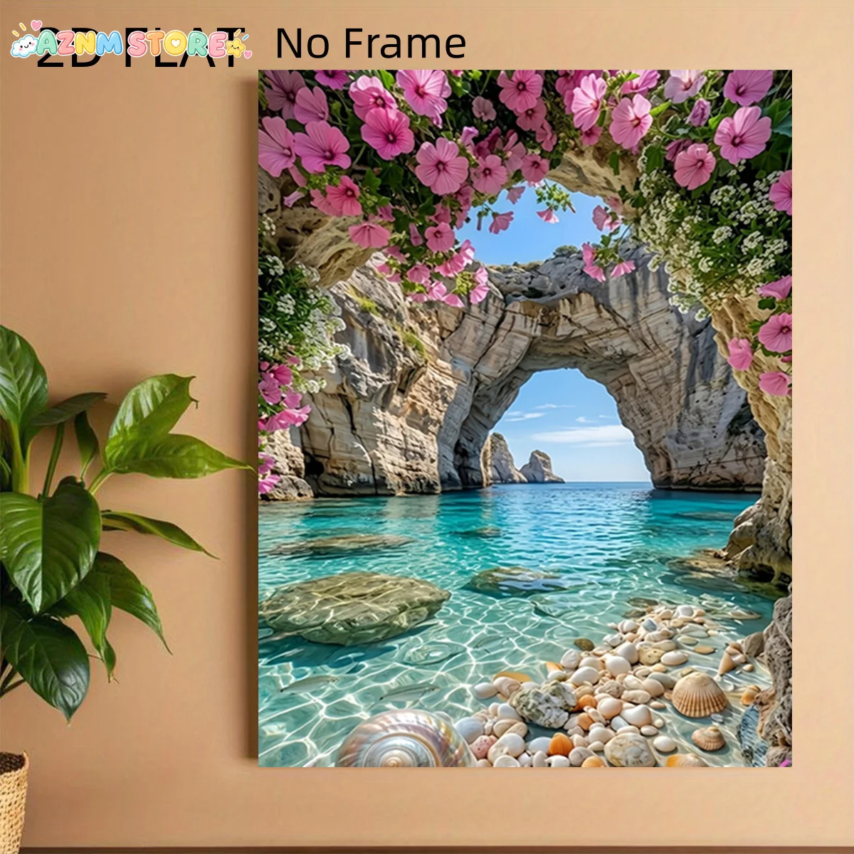 2027,   No Frame Posters Ocean View Decorative Paintings Size: 20.32X30.48 cm Halloween Christmas Decor
