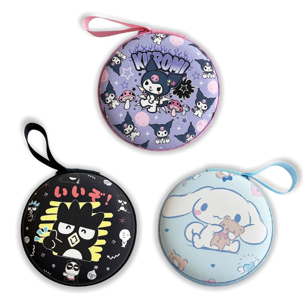 

Kuromi HelloKitty BadBadtz-maru Cinnamoroll Lotso StellaLou Charger Data Cable Headphone Line Round Storage Bag Portable Handbag