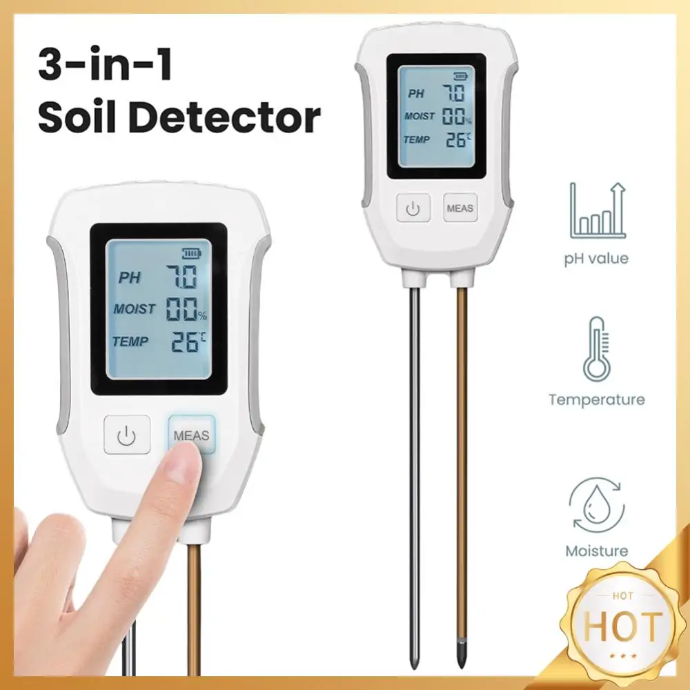 3 in 1 Digital Soil Moisture Meter LCD Display PH Tester Plants Acidity Humidity PH Monitor Detector for Plants Flowers Garden