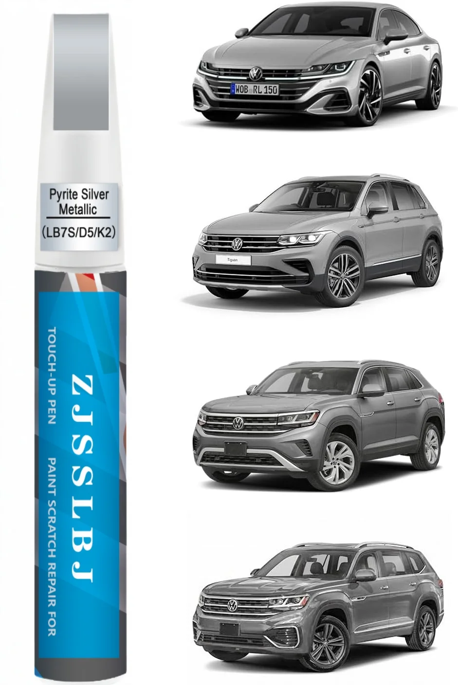 LB7S/D5/K2 Pyrite Silver Metallic Touch Up Paint Compatible with Volkswagen Exact Match 2 in 1 Touch up Paint for Chips and Nick