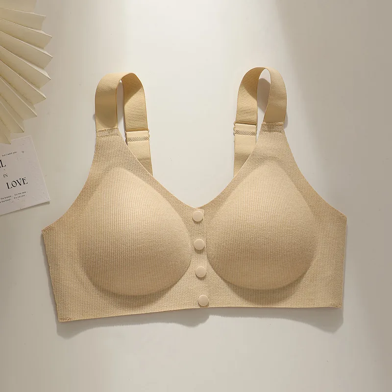 Einfarbiger, fester Damen-BH mit Frontverschluss, Still-BH, nahtloser Mädchen-BH, Damen-BH mit stützendem und straffendem Effekt, Anti-Sagging-BH für Mütter.