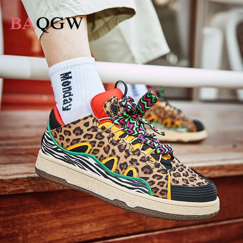 Fashion Leopard Print Men Shoes Sneakers Tenis Luxury Shoes Mens Casual Shoes Trainer Race Fashion Loafers Running Shoes for Men