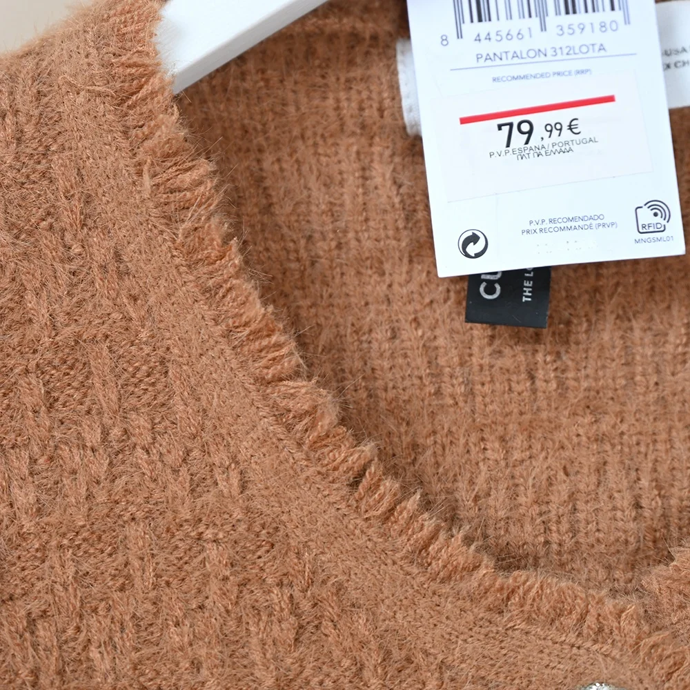 Autumn Winter Women's round Ne Open Cardigan Long Sve ort Length Wool Blend Fce Outerwear Luxury Sle Button Closure