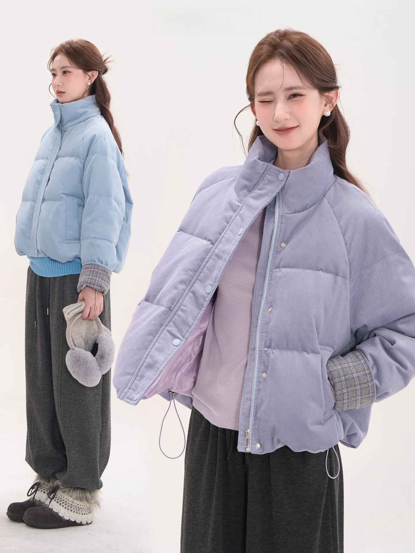 

Вельветовое хлопковое пальто Bread Sle Jaet, женское лоскутное клетчатое хлопковое пальто с воротником-стойкой, легкая соляная лампа для портной книги, верхняя одежда