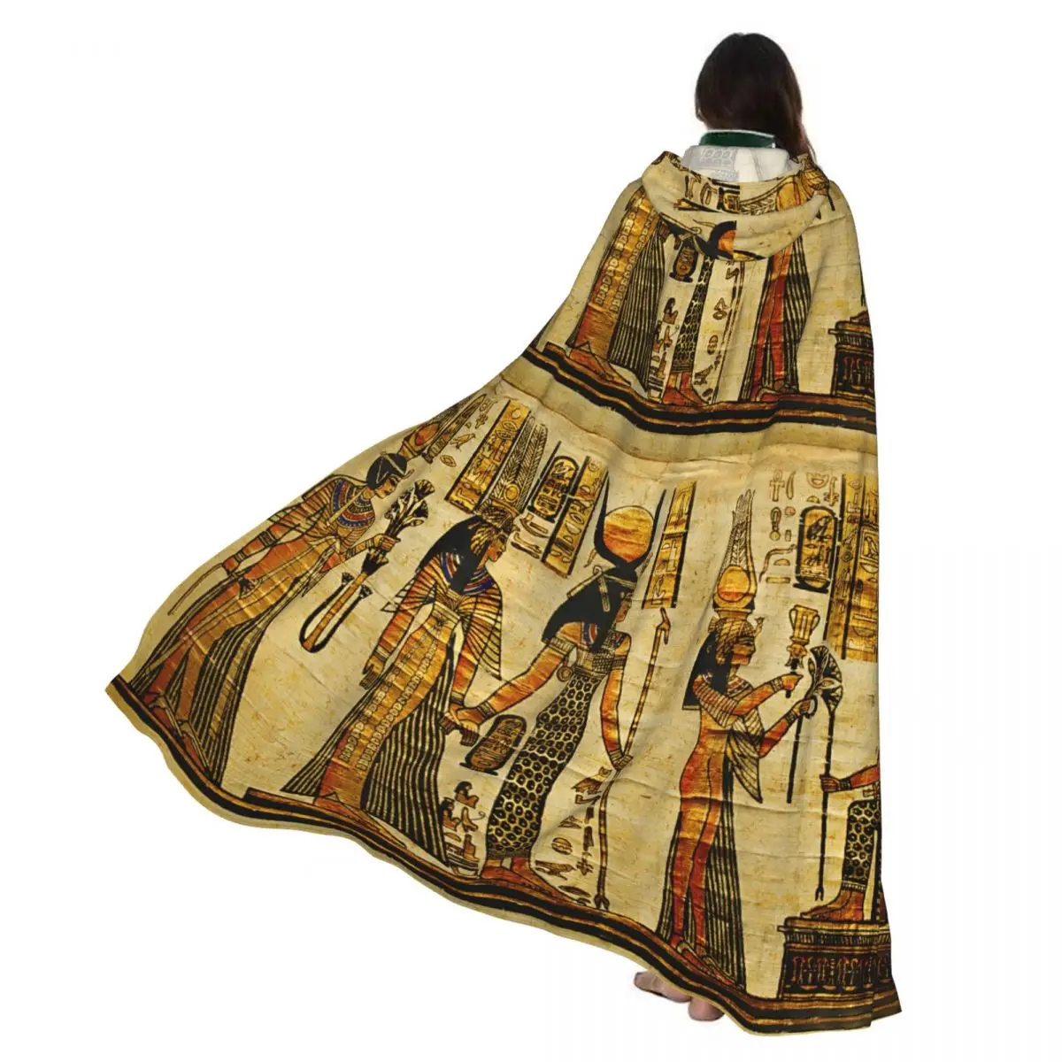 

Ancient Egyptian Parchment Cloak Hooded Cosplay Costume Halloween Adult Long Party Cape