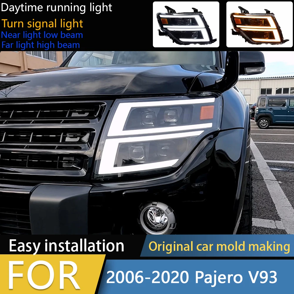 

Стайлинг автомобиля для Pajero V93, фары 2006-2020 V97, светодиодные фары Montero V87 V95, анимация динамического сигнала, аксессуары для DRL