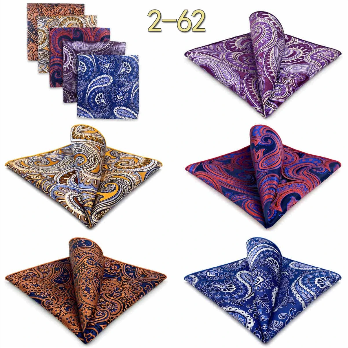 5-teiliges Herren-Einstecktuch-Set, verschiedene Einstecktücher, mehrere Stile, Paisley- und Blumenmuster, Anzug, groß, 32 cm, Business-Accessoires – Detail 30