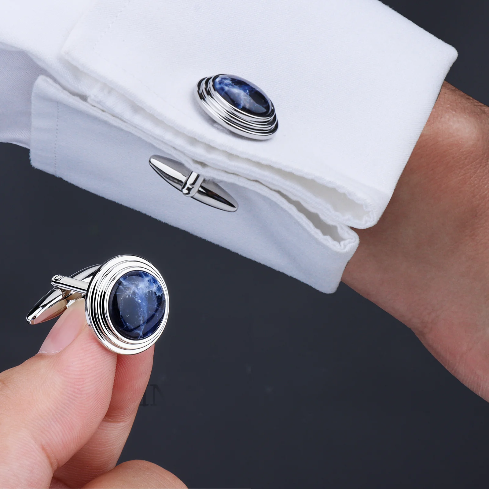 Cufflinks and Studs for men Tuxedo๏ผnaturally stone Tuxedo Shirt Button and Cufflink Set, Specially Designed for Wedding Business