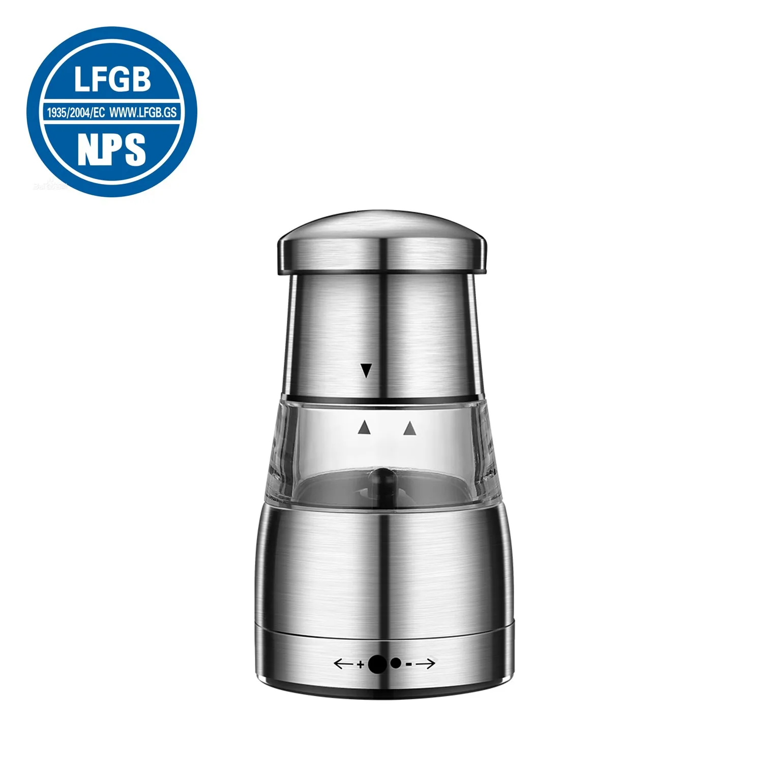 LFGB Certification Pure 304 Stainless Steel Kitchen Pepper Mill Thickness Adjustable Salt Grinder Fall Resistant Family Mincer