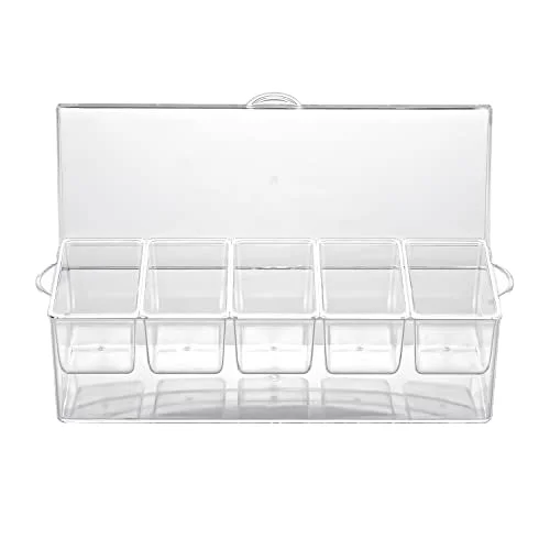 Large Ice Chilled Condiment Caddy 5 Removable Compartment Serving Platters Fruit Garnish Tray for Party Supplies Bar Accessories 2
