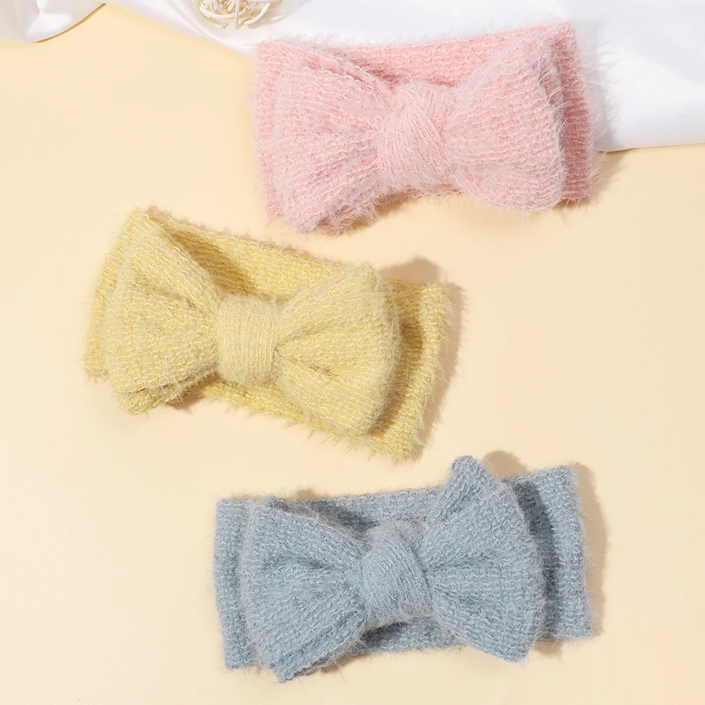 Baby Accessories For Newborn Toddler Kids Baby Girl Boy Headbands Fabric Hairband Solid Colored Plush Warm Hair Accessories image 2