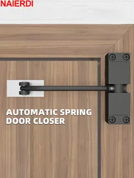 NAIERDI Spring Door Closer Stainless Steel Automatic Adjustable Door Hinges Home Security Door Stopper Furniture Door Hardware