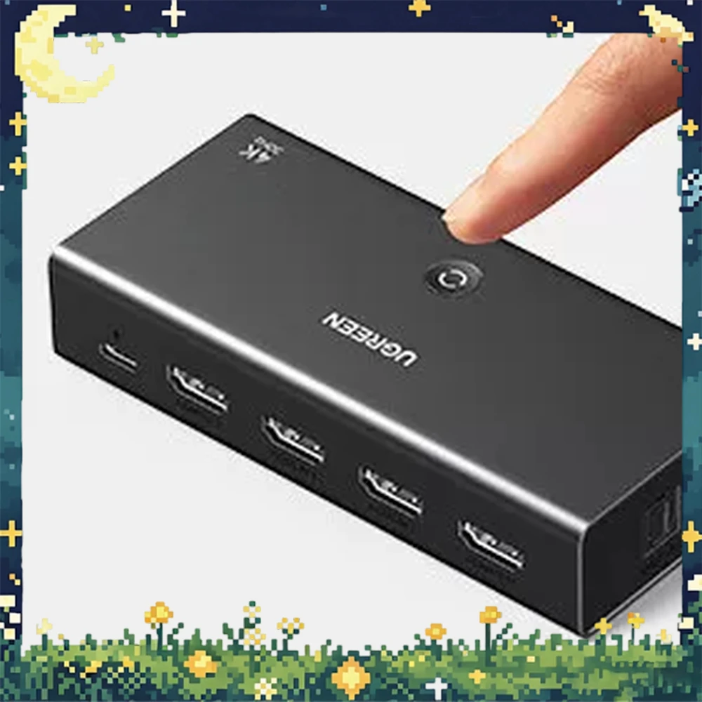 UGREEN AW500 HDMI Switch 3 Input 1 Output 4K 30Hz HDMI 1.4 Optical and 3.5mm Audio Extractor with Remote Control