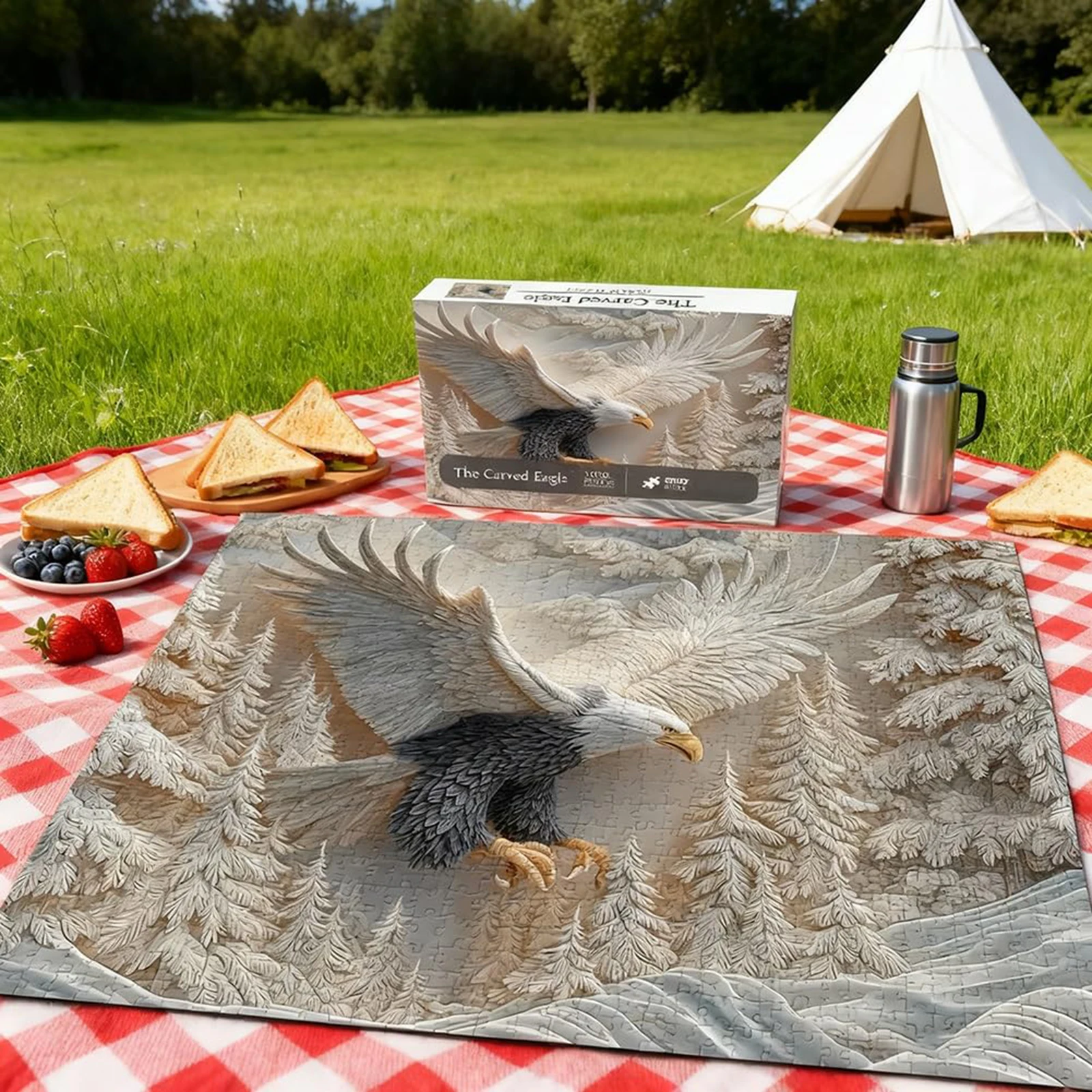 Puzzle da 1000 pezzi dell'aquila intagliata, aquila, fauna selvatica, design artistico, gioco di puzzle per attività familiari, decorazione della parete di casa