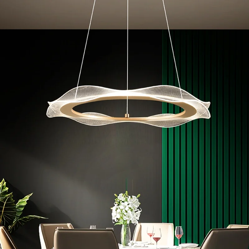 Nordic Minimalist Circular Led Restaurant Pendant Lights For Modern Living Room Bedroom Bar Counter