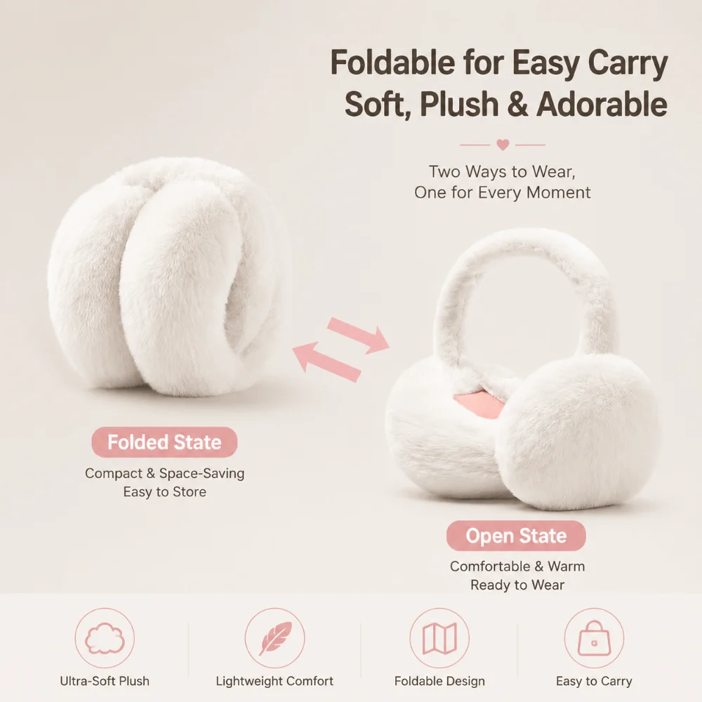Fashion Warm Winter Earmuffs Faux Fur Soft Earflap Protection Folding Portable Ear Warmer for Men Women