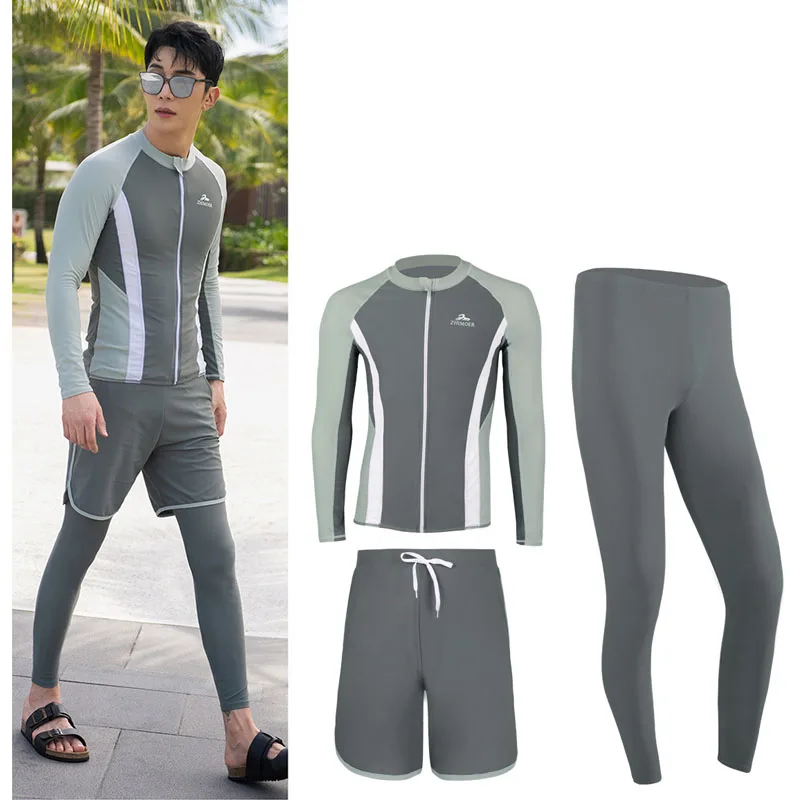 Diving Skin Thin Wetsuit, Full Body Mens 3pcs/set  Rash Guards Wet Suits Swimsuit UV Sunsuit for Surfing Swim Snorkel Kayaking