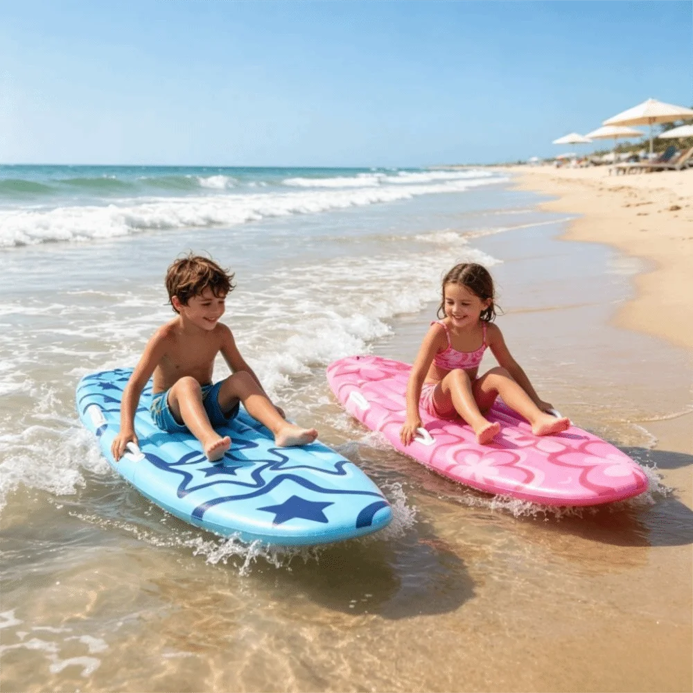 Lightweight Inflatable Surfboard Pink Flower Pattern Inflatable Design Inflatable Pool Portable PVC Material