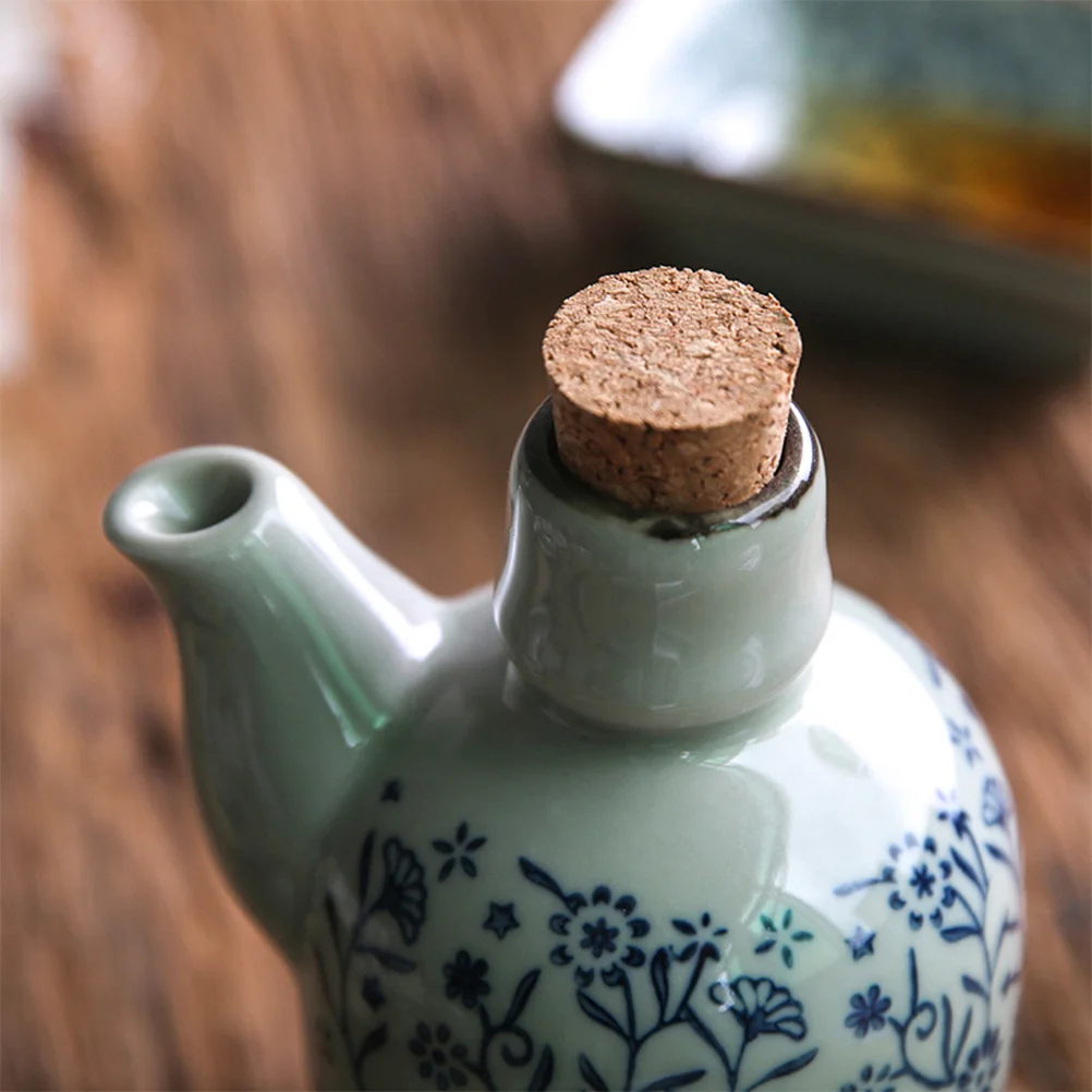 Vinegar Bottle Creamer Water Dispenser Oil and Cruets Liquid Wooden Ceramic Seasoning Soy Sauce