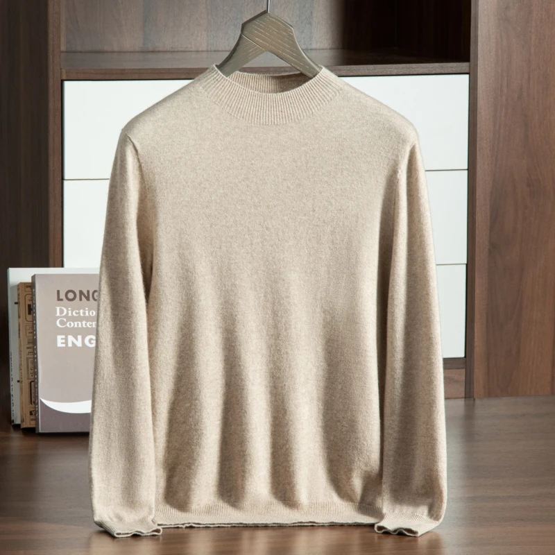 

ZOCEPT High-Quality Seamless Goat Cashmere Sweater for Men Autumn Winter Causal Soft Warm Knitted Solid Mock Neck Pullovers Male