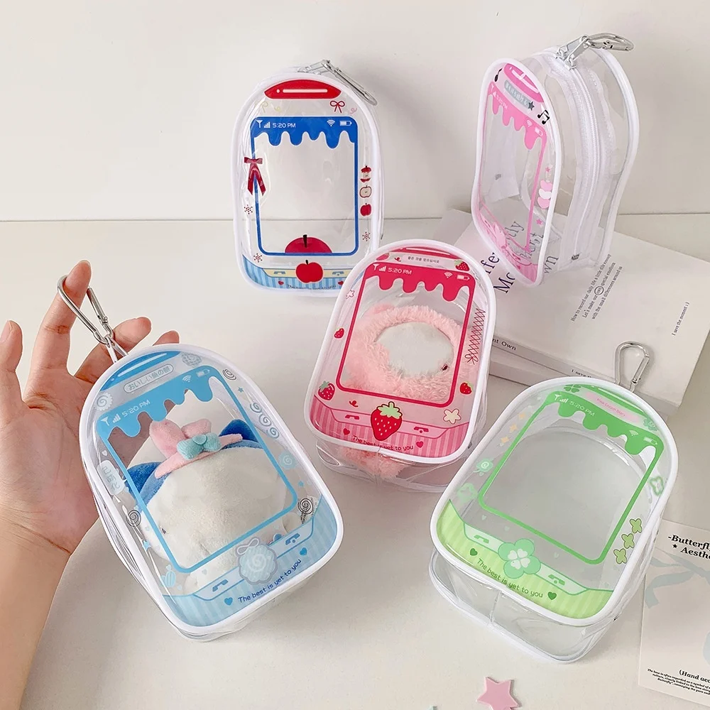 

Transparent Plush Doll Bag Pendant Display Bag Earphone Charger Storage Bag Girl Women's Wallet Coin Purse Birthday Party Gifts