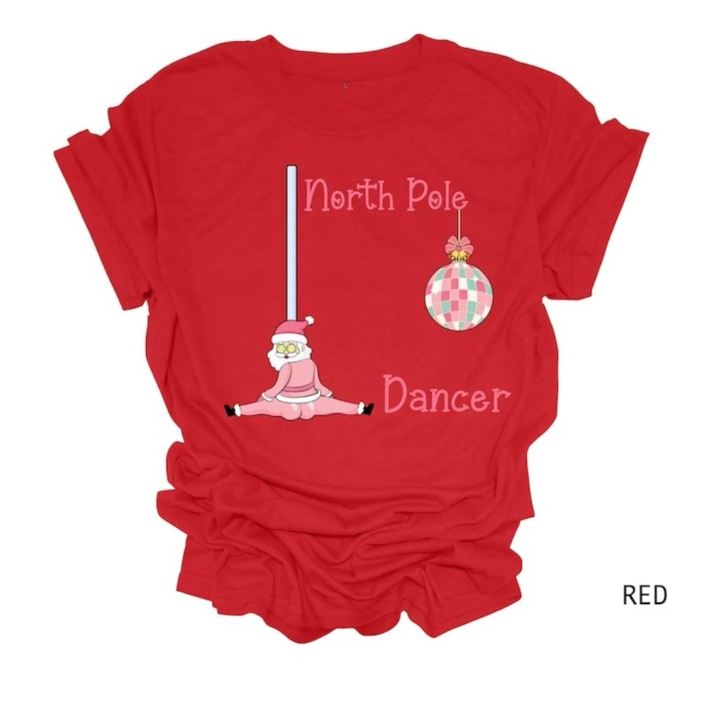 Camisa de comédia de natal norte pólo dançarino camiseta festa de natal engraçado santa férias t piada de natal das mulheres dos homens topos