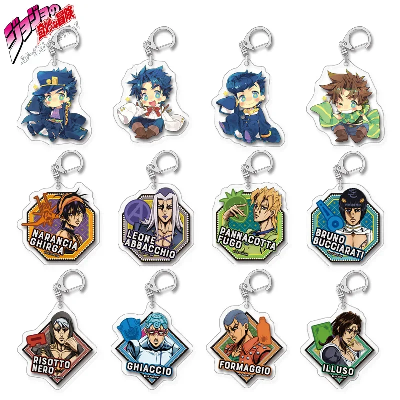 Acrylic Key Chains Kujo Jotaro Jolyne Weather Report Giorno Giovanna Fashion Jewelry Anime Peripherals Pendant Cosplay DIY Toys