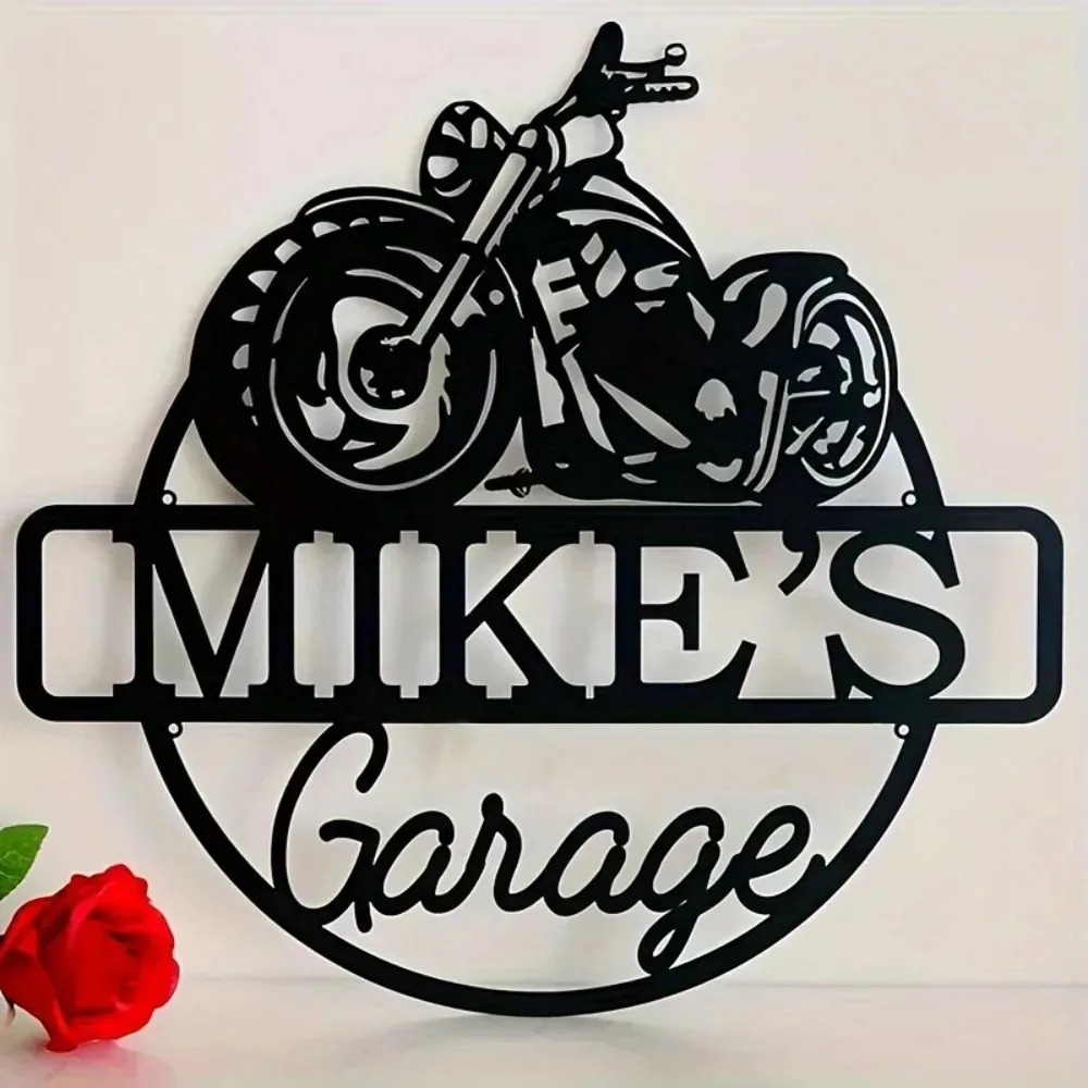 CIFbuy Personalized Name Motorcycle Tin Sign Retro Garage Wall Decor Father Housewarming Gift (Only For Decoration)