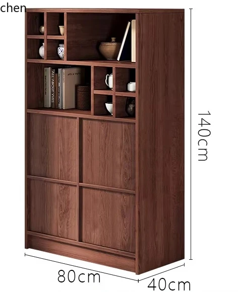 CZ Solid Wood Skeleton Display Cabinet, Multi-Treasure Pavilion Showcase, Wall-Mounted Integrated Tea Cabinet and Shelf