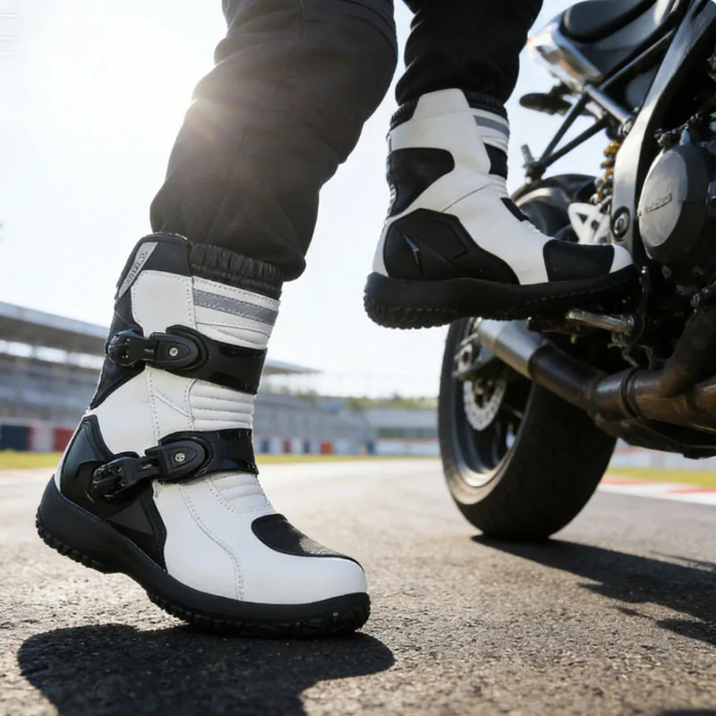 

Men's ADV Adventure Motorcycle Boots Vintage Waterproof Leather Anti-fall Items Anti-slip High Top Motocross Rally Rider Shoes