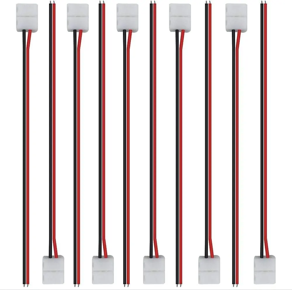 10/20pcs lot No Soldering 2 Pin Led Strip Connectors 8 Mm 10 Mm Power Wire Connector for 2835/5050 Led Strip Wire PCB Ribbon