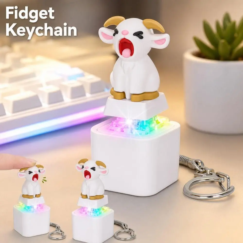 Gifts Rechargeable Screaming Goat Keychain LED Glowing Sound Effect Goat Sound Keychain LED Keychain Bag Key Decoration