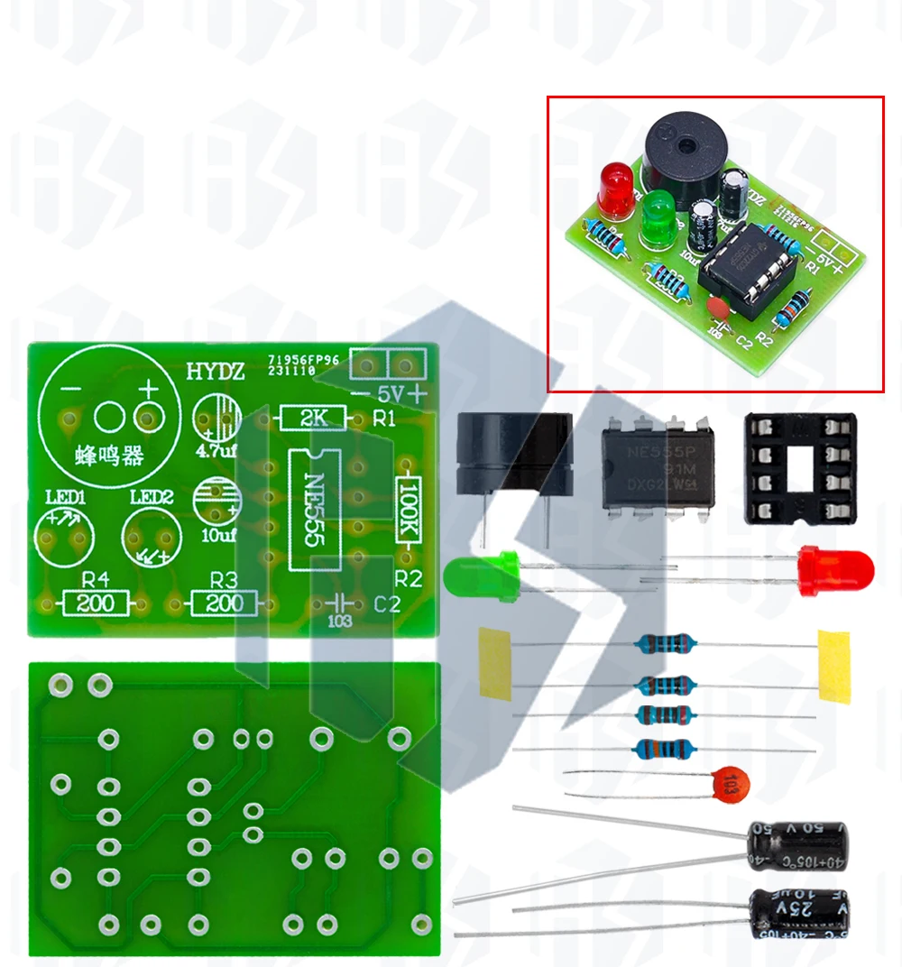 555 Multi-Harmonischer Oszillator-Bausatz NE555 Nicht-Statischer Schaltkreis Doppelblitzlampe Elektronische Fertigungsteile – Detail 7