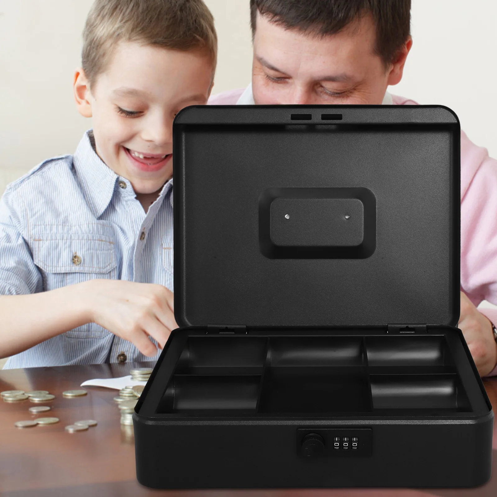 Кассовый ящик с паролем, сверхмощный металлический сейф для хранения денег для домашнего офиса, большая емкость, запираемый утюг, банк экономии