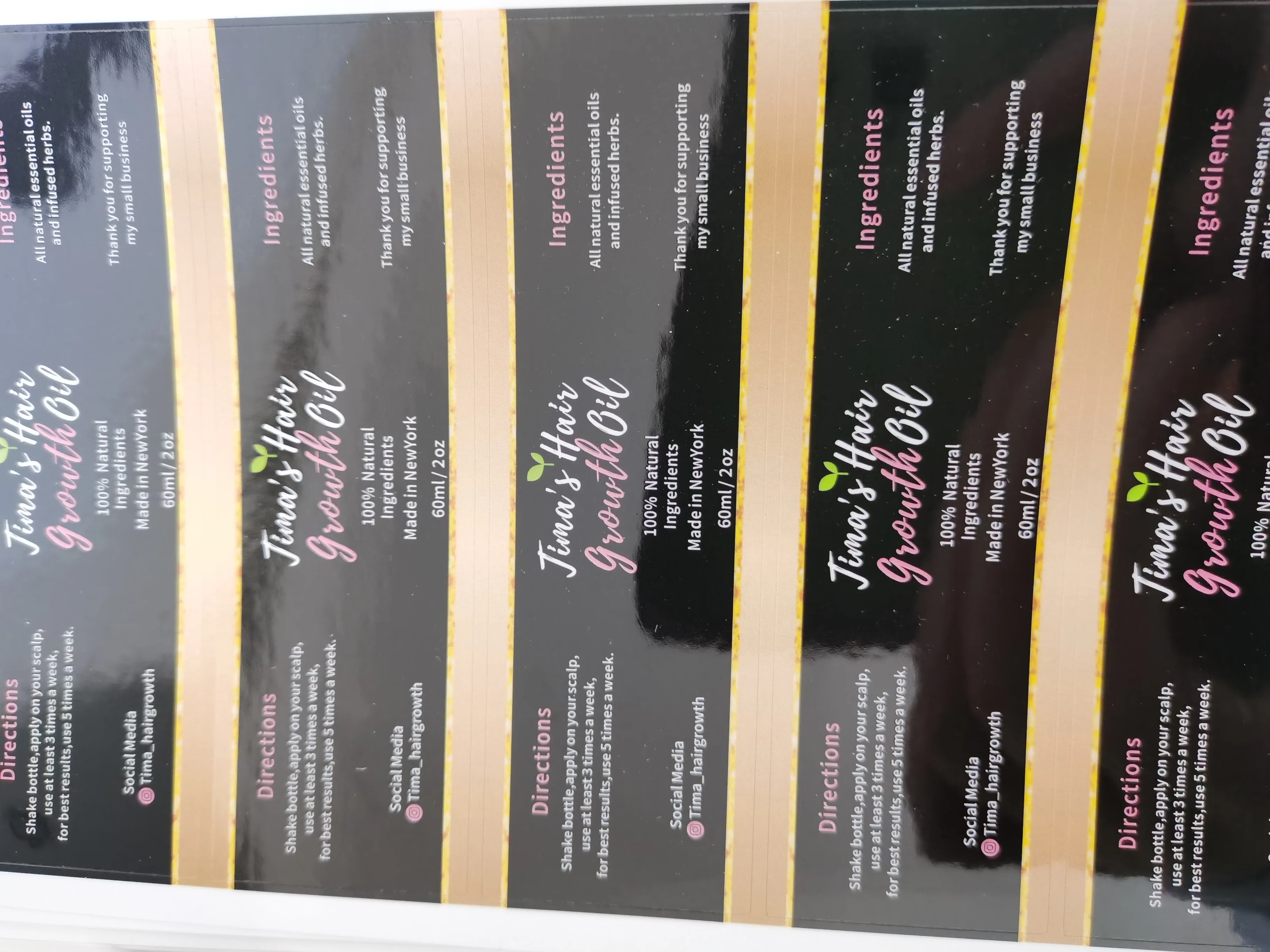 Customized Black Cosmetic Bottle Packing Stickers Serum Jars or Cans Adhesive Labels with Your Brand and Designs